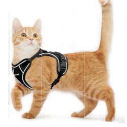 Cat Harness for Walking Breathable Comfortable Vest Easy to Wear Kitten Harness for Outdoor Travel Black M