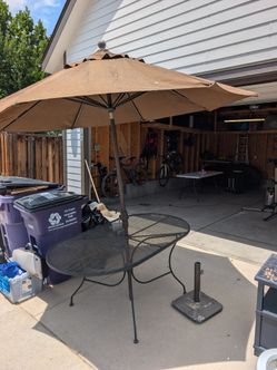 Patio table and umbrella