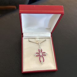 Pink Cross Necklace