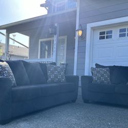 Delivery Available! Like New Dark Blue Ashley Sofa And Love Seat Set 