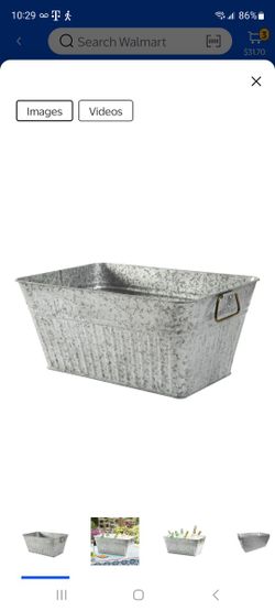 Better Homes & Gardens- Large Rectangle Galvanized Tub  22 in L x 15 in W x 10 in H