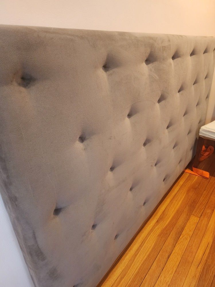 West Elm King Headboard Micro-suede Gray