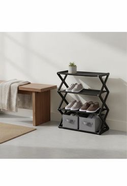 X-Shaped Ladder Shoe Rack,4-Tier