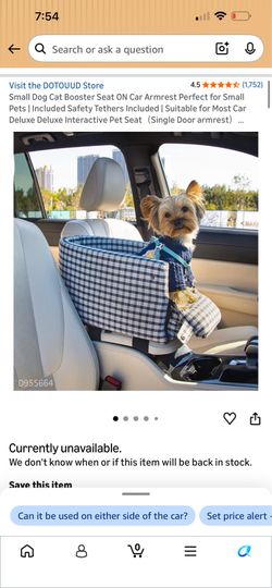 Small Dog Cat Booster Seat ON Car Armrest Perfect for Small Pets | Included Safety Tethers Included | Suitable for Most Car Deluxe Deluxe Interactive 