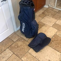Nice Condition Titleist 14 Spot Cart Bag With Rain Jacket