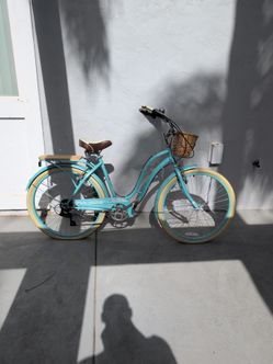 Teal Beach Cruiser Bike with Basket