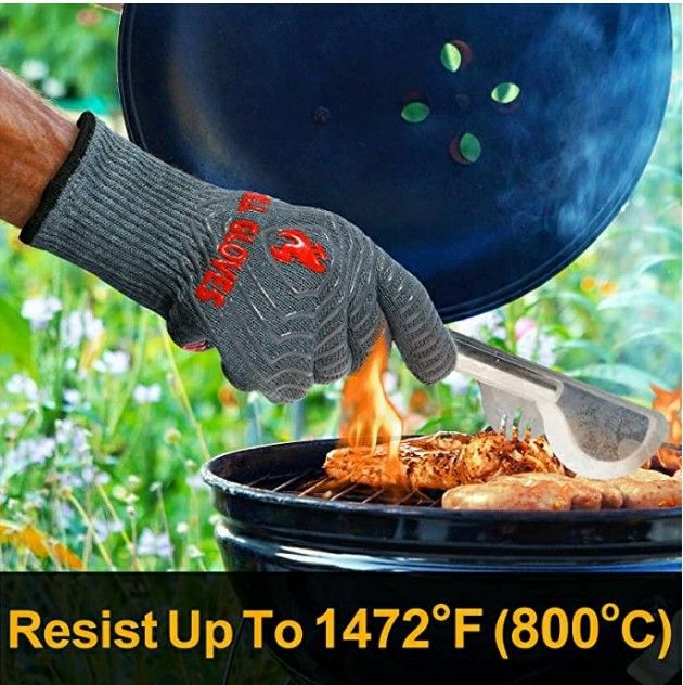 BBQ / Oven Gloves 1472℉ Extreme Heat Resistant, Silicone Non-Slip Oven Mitts for BBQ, Grilling, Cooking, Baking (One Size Fits Most, Grey)

 