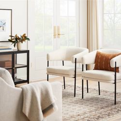 TARGET Metal Frame and Rounded Back Faux Shearling Accent Chair from Threshold™ designed with Studio McGee