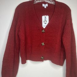 Woman’s Red Cable Knit Sweater - Size Small