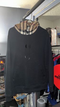 Burberry Check Hood Black Pullover Hoodie