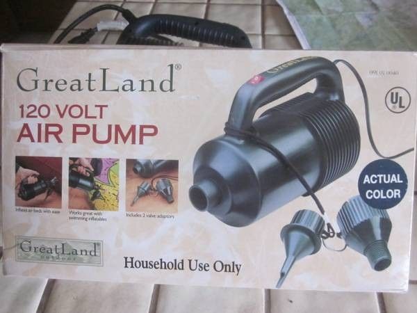 Greatland hi volume air pump 120V in orig box with nozzles
