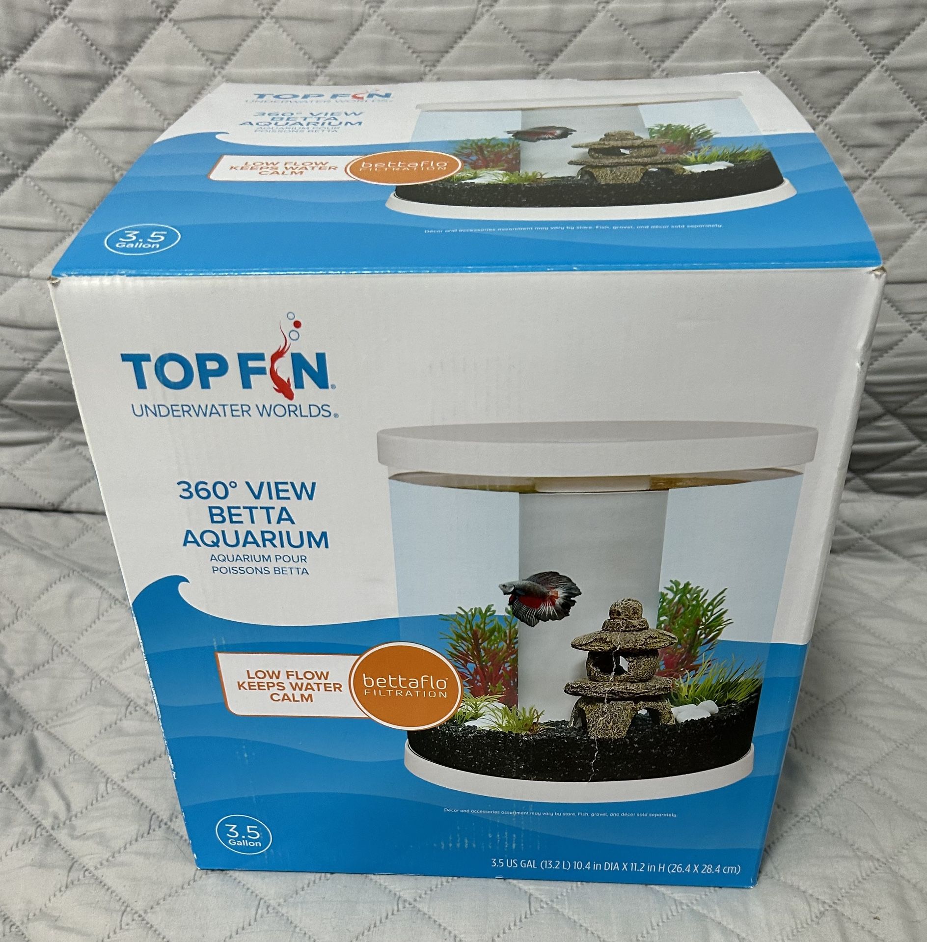 Top Fin Betta 3.5 Gallon 360 View Aquarium NEW
