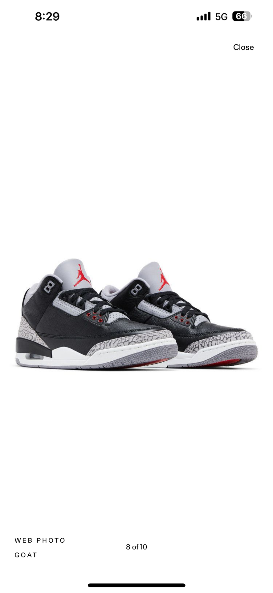 Jordan 3 black cement size 12