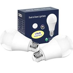 Outdoor Dusk to Dawn Light Bulbs- No Timer Required, 12W(100W Equivalent), 3000K Warm, E26 A19 Automatic Sensor LED Bulbs, Built-in Photocell Detector