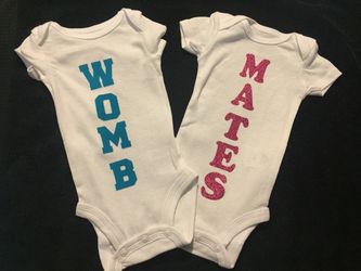 Boy/girl newborn twin onesies