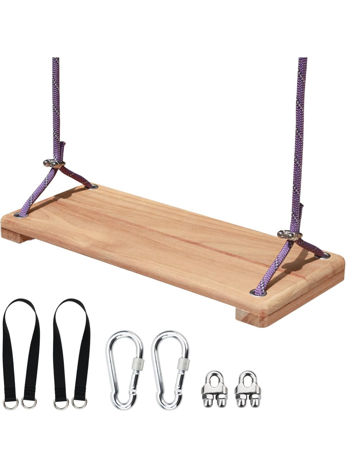 Teak Wooden Swing, Outdoor Wood Tree Swing Seat for Kids or Adults
