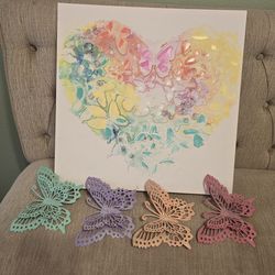 Butterfly picture with wall butterfly décor