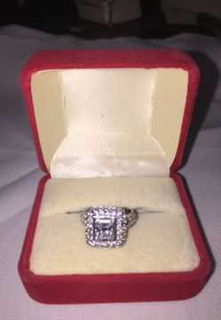 Princess cut Ring Genuine Silver 925 -Size 6 1/4