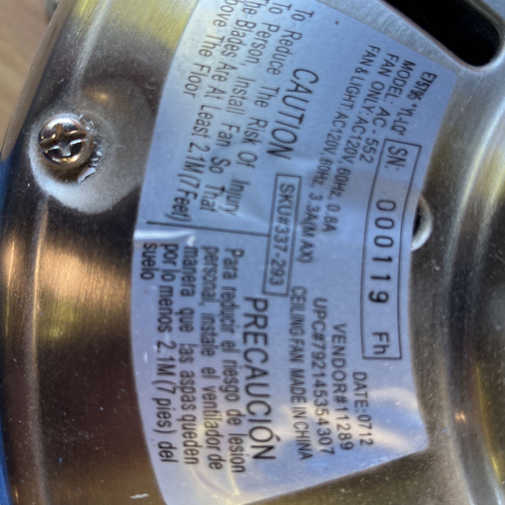Ceiling Fan Model Ac 552 E75795 | Shelly Lighting