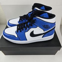 ( SZ 12 ) BRAND NEW Air Jordan 1 Mid SE Signal Blue  / AUTHENTICITY CERTIFICATE IN PICTURES