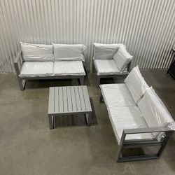 L-Shaped Aluminum Outdoor Patio Sectional Furniture Set