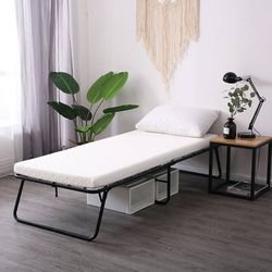 LEISUIT Folding Bed with Memory Foam Mattress Brand New Twin