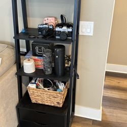 Black Storage Shelf With Drawers