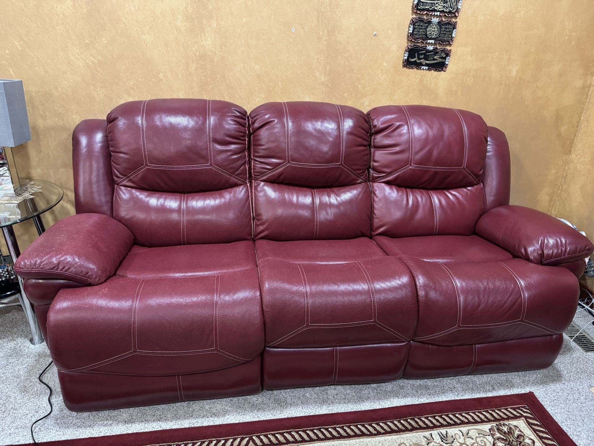 Leather Recliner Sofa Set 3 Piece