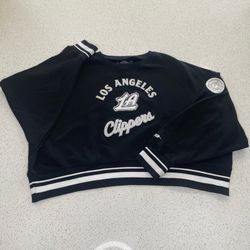 NBA Women's Pro Standard Black LA Clippers Pearl Cropped Crewneck Sweatshirt XL
