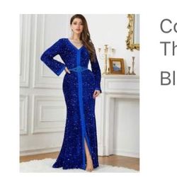Sequin Kaftan Royal Blue Lined Fits Size 10-12