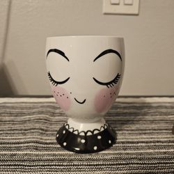 Lady Head Vase Planter Pencil Cup Make Up Brush Holder 