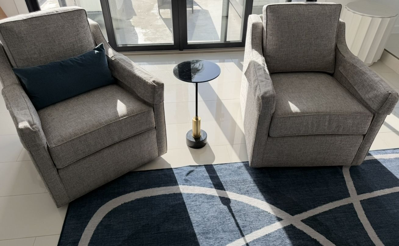 Pair - Swivel Arm Chairs