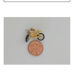 Motorcycle Charm 14 K.  Two Tone