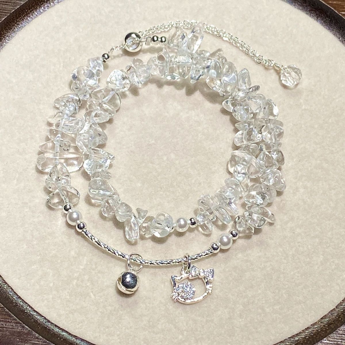 Natural white crystal gravel double-layer double-ring