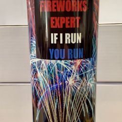 Tumbler Mug Insulated FIREWORKS Run Designs HOT/COLD 20oz 