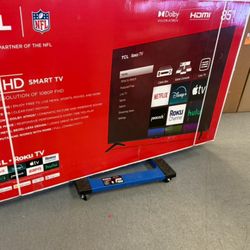 85 Tv $55 Down On Finacing Free Delivery 6 Month warranty.  85 TCL Smart 4k Hdtv 