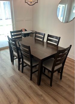 Dark Brown Dining Table with 6 Chairs