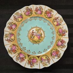 VINTAGE ROYAL VIENNA JKW GOLD AND PORCELAIN COURTING PLATES 