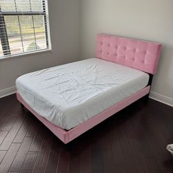 Pink Full Bed Frame + Mattress