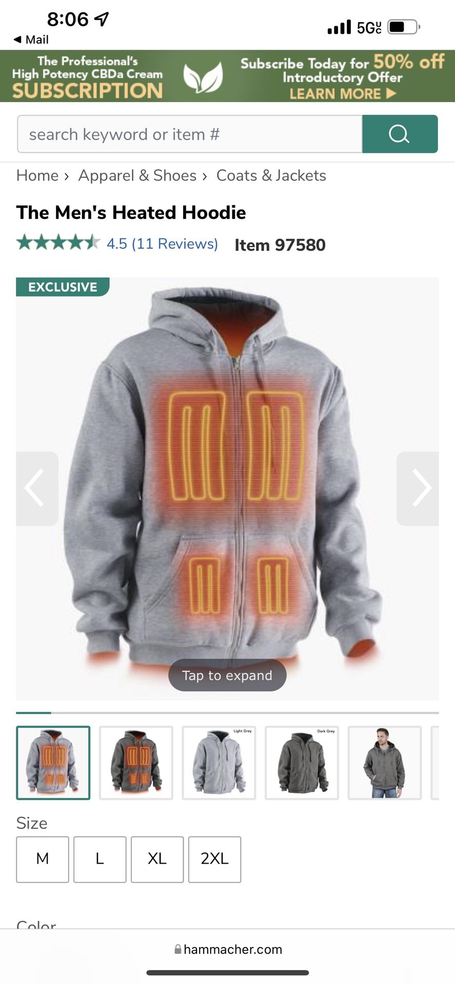 New in box, The Men's Heated Hoodie, size L