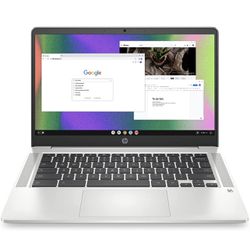 HP Chromebook 14 Laptop, Intel Celeron N4120, 4 GB RAM, 64 GB eMMC, 14" HD Display, Chrome OS, Thin Design, 4K Graphics, Long Battery Life, Ash Gray K