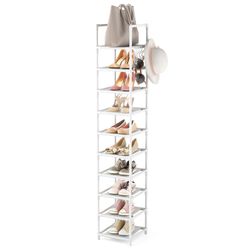 10 Tier LIGHTWEIGHT Shoe Rack Shelves Storage Organizer for Space Saving Corner Entryway Size Length 12", Width 12", Height 67" New Condition