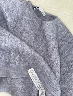 Zara Alpaca Wool Sweater Crop Blue S