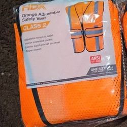  Orange Adjustable Safety Vest Class 2, One Size