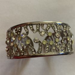 Silver-Tone Cubic Zirconia Openwork Cuff Bracelet, Created for Macy's