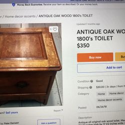 Antique Rare 1800’s Toilet 