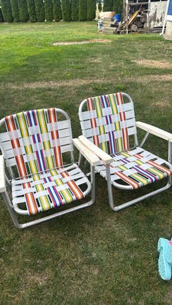2 folding chairs great for camping or indoors