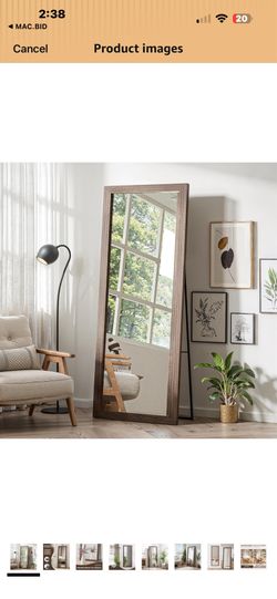 Full Length Wooden Mirror for Wall or Floor, 56"x20" Rustic Farmhouse Solid Wood Frame with Stand, Large Rectangular Wall-Mounted or Leaning Mirror fo