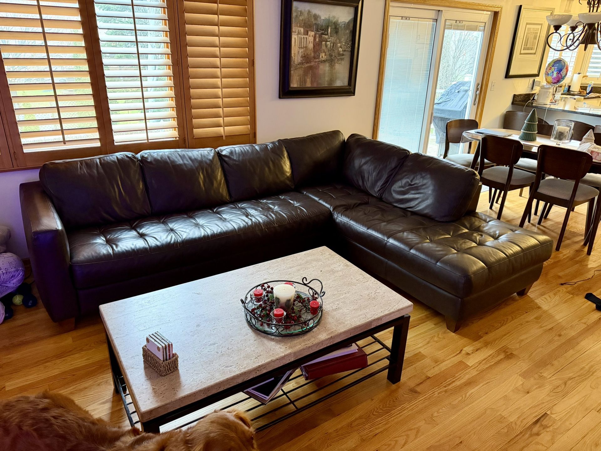  Genuine Leather Sectional Couch 