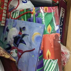 LARGE SELECTION OF HOLIDAY SHOPPING BAGS, CHRISTMAS AND NICE BOXES, BELIEVE WRAPPING TISSUE AND WHAT YOU SEE AND EVEN NOT THERE IN LOT!!! 